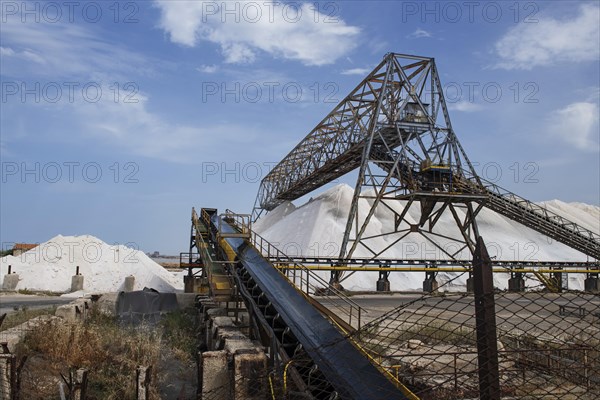 Conveyor belts in Europe's largest salt works at Margherita di Savoia