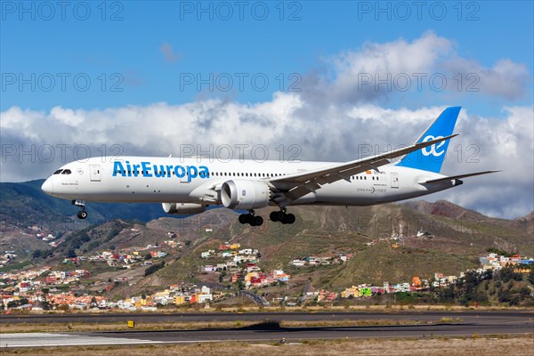 An Air Europa Boeing 787-9 Dreamliner aircraft with registration number EC-MTI at Tenerife Airport