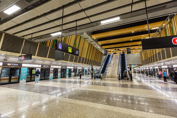 Metro Singapore underground at the Woodlands underground station on the Thomson East Coast Line in Singapore