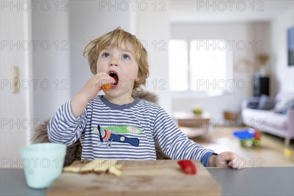 Subject: Toddler having breakfast