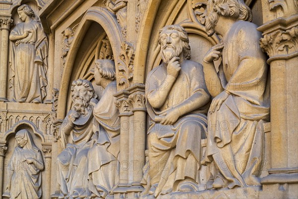 Statues in westwork portal of the Gothic Cathedral of St Stephen of Metz