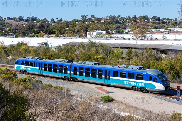 Siemens Desiro Sprinter commuter train passenger train railway in Oceanside