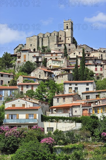 View over the village Eus in the Pyrenees-Orientales