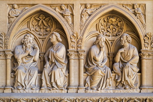 Statues in westwork portal of the Gothic Cathedral of St Stephen of Metz