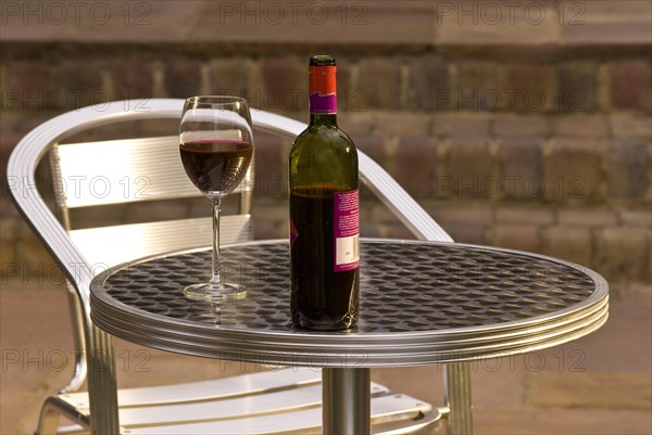 Cafe table and chair on a terrace