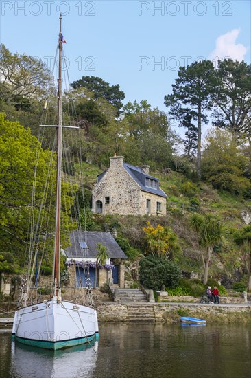 Artists' village of Pont-Aven in the Cornouaille at the beginning of the estuary of the river Aven into the Atlantic Ocean