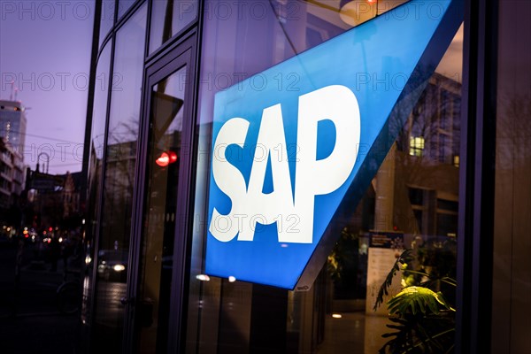 A logo of the SAP company is seen in a branch office in Berlin