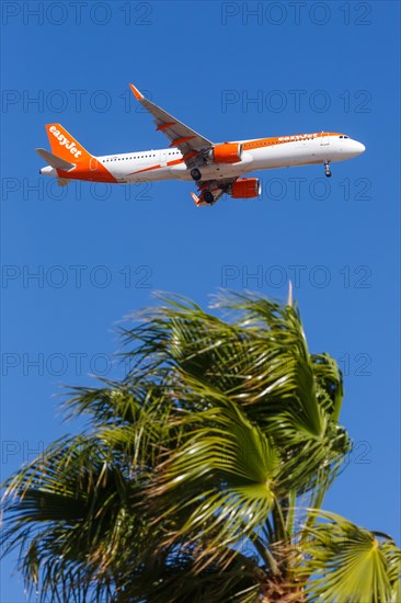 An EasyJet Airbus A321neo aircraft with registration G-UZMG at Tenerife Airport
