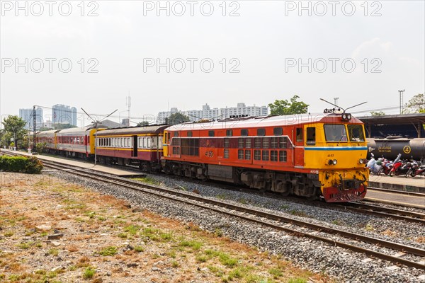 Passenger train railway at Bang Sue station in Bangkok