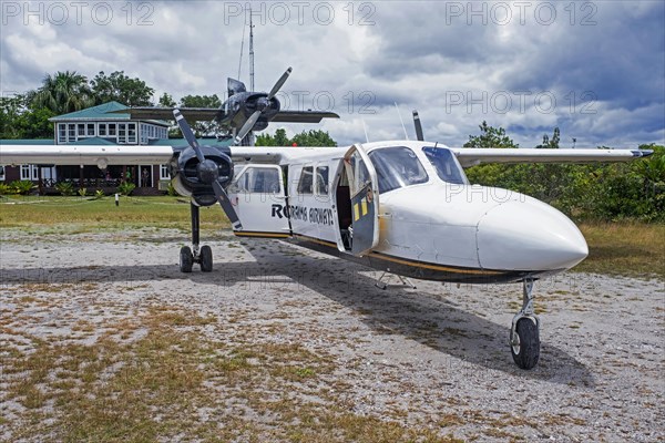 Britten-Norman Trislander aircraft from Roraima Airways at the Kaieteur International Airport in the Kaieteur National Park