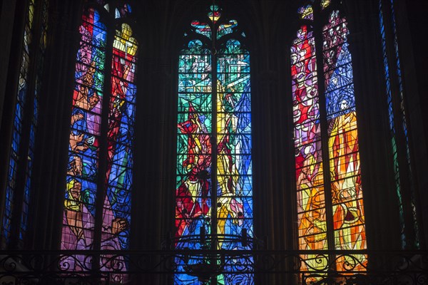 Stained glass windows by Jacques Villon in the Gothic Cathedral of St Stephen of Metz