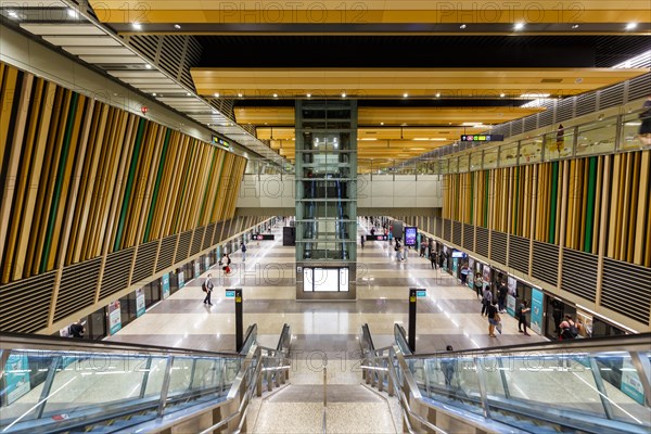 Metro Singapore underground at the Woodlands underground station on the Thomson East Coast Line in Singapore