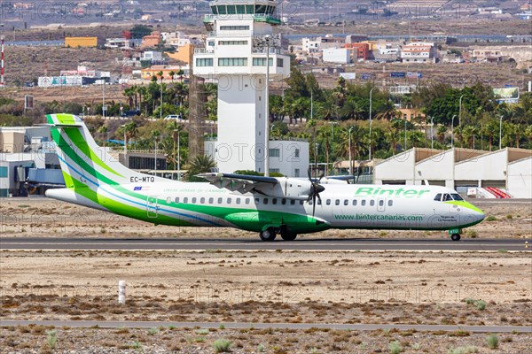 An ATR 72-600 aircraft of Binter Canarias with registration EC-MTQ at Tenerife Airport