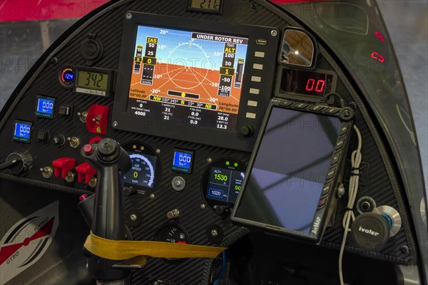 Modern pilot instrument panels with displays in the cockpit