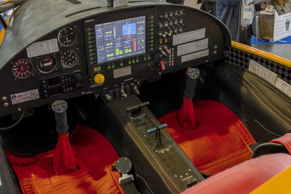 Modern pilot instrument panels with displays in the cockpit