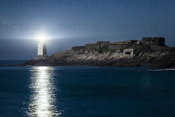 View of the lighthouse on the coast to the Celtic Sea in Le Conquet