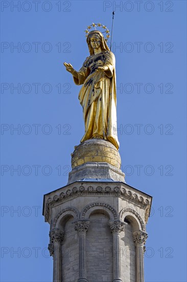 Gilded statue of Virgin Mary at Cathedrale Notre-Dame des Doms d'Avignon