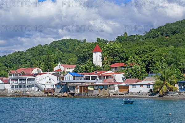 View over the village Deshaies on the northwest coast of Basse-Terre Island