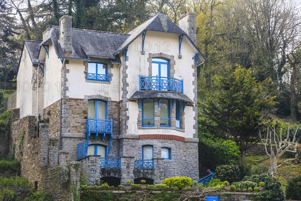 Artists' village of Pont-Aven in the Cornouaille at the beginning of the estuary of the river Aven into the Atlantic Ocean