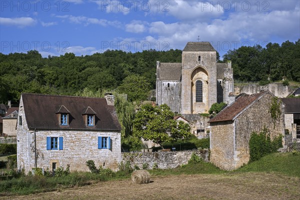 The medieval village Saint-Amand-de-Coly with its fortified Romanesque abbey church