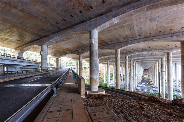 Stilt construction under the runway of Funchal Madeira Airport