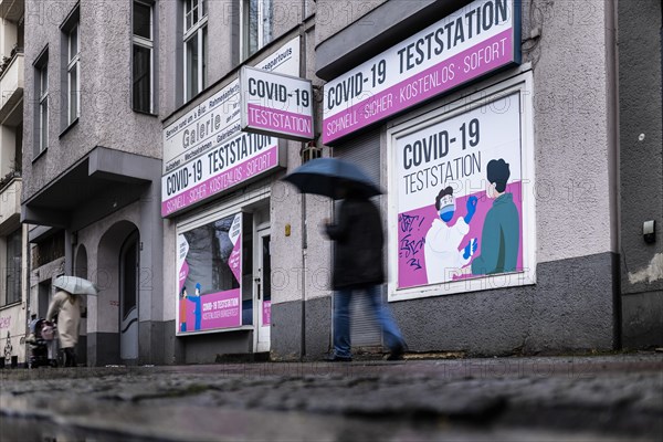 A person signs off at a closed test centre for Corona in Berlin