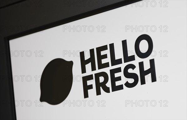 The lettering of the Hello Fresh company at their location in Berlin. 04.02.2022.