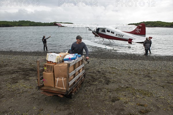 Supplies for the Katmai Wilderness Lodge are delivered by floatplane