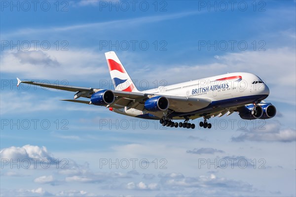 A British Airways Airbus A380-800 with registration G-XLEJ at Miami Airport