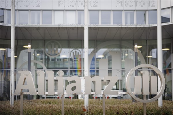 The Allianz company logo at their site in Berlin. 04.02.2022.