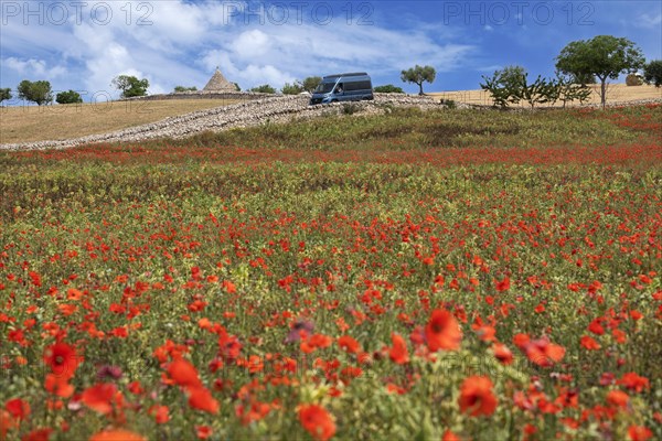 Camper van on a side road between Noci and Alberobello