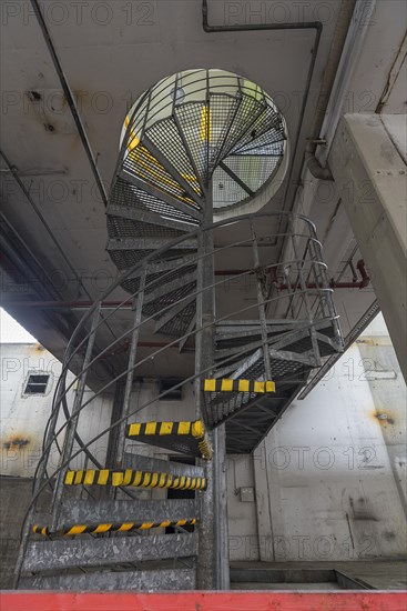 Iron turning staircase to the upper frabrication hall of a former paper factory