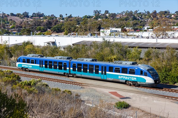 Siemens Desiro Sprinter commuter train passenger train railway in Oceanside