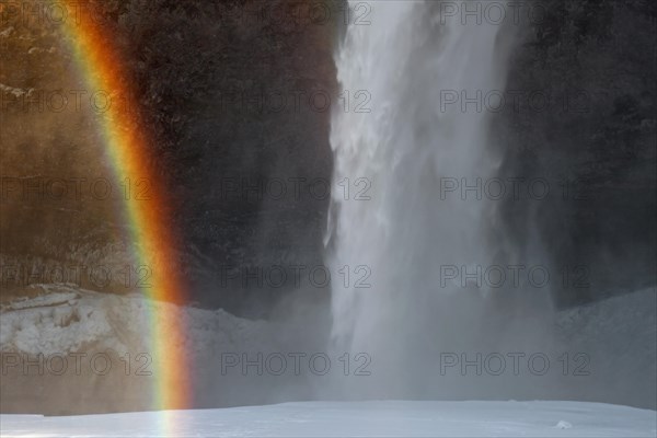 Rainbow in spray of Seljalandsfoss