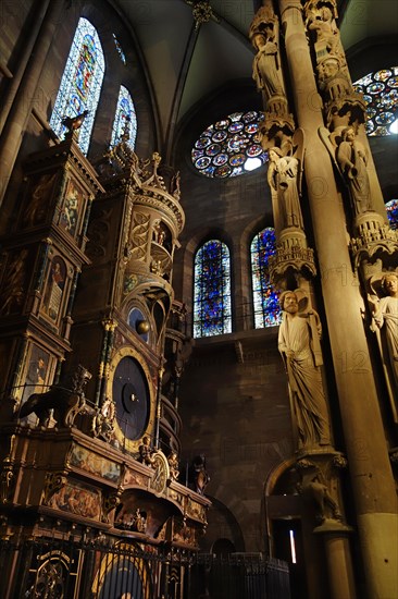 Astronomical clock and the pillar of angels in the Cathedral of Our Lady of Strasbourg