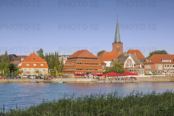 Neustaedter Binnenwasser lake and view over the town Neustadt in Holstein