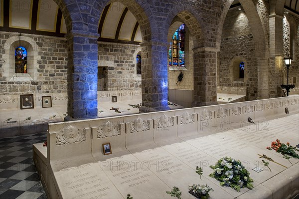 Necropolis with graves of Belgian World War One soldiers buried in the church of Grimde near Tienen