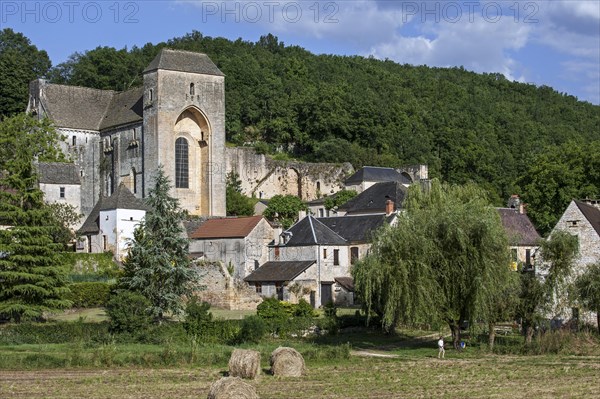 The medieval village Saint-Amand-de-Coly with its fortified Romanesque abbey church