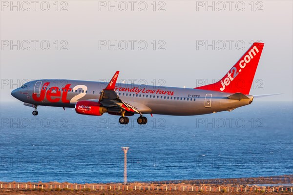 A Jet2 Boeing 737-800 aircraft with registration G-GDFS at Tenerife Airport