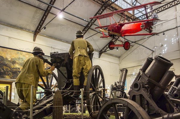 Hall with World War One artillery guns and replica of Manfred von Richthofen's Fokker Dr. I Dreidecker