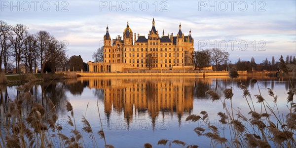 Schwerin Castle in the late evening light
