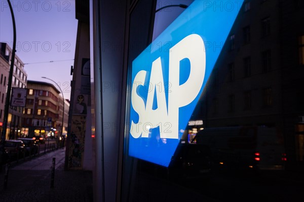 A logo of the SAP company is seen in a branch office in Berlin