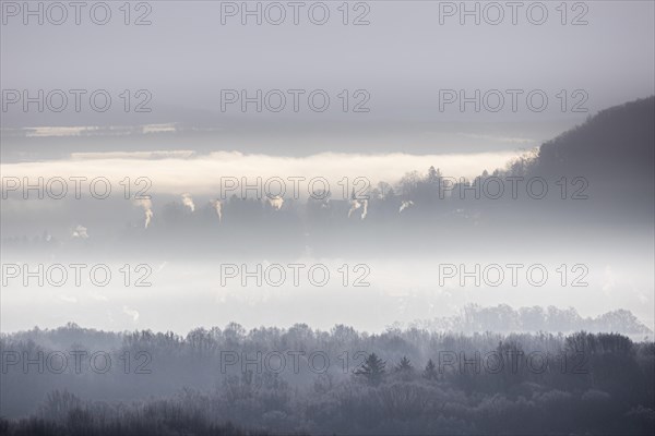 Smoke is visible from the chimneys on an icy morning in Koenigshain