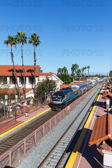 Metrolink Passenger Train Railroad at Santa Ana Station near Los Angeles