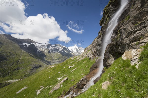 Michl-Bach waterfall in summer in the Hohe Tauern National Park