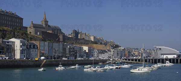 Notre-Dame church and harbour of the city Granville