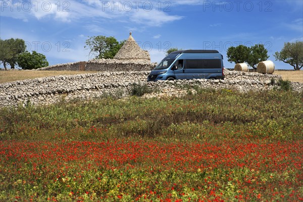 Camper van on a side road between Noci and Alberobello