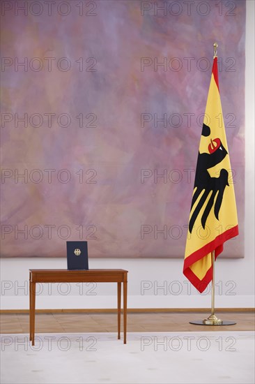 Certificate of Appointment for Federal Chancellor Olaf Scholz is ready for appointment at Bellvue PalaceBerlin