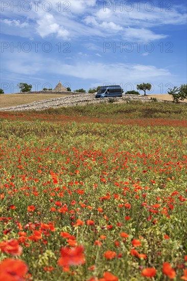 Camper van on a side road between Noci and Alberobello