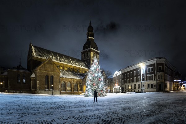 View of Riga Cathedral in winter in Riga